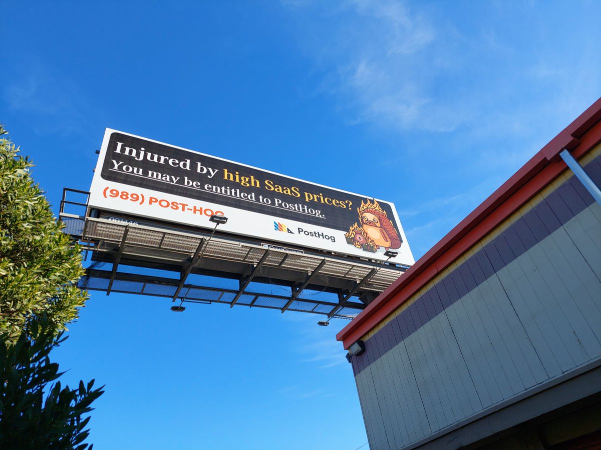 PosthHog Injured by high SaaS prices billboard