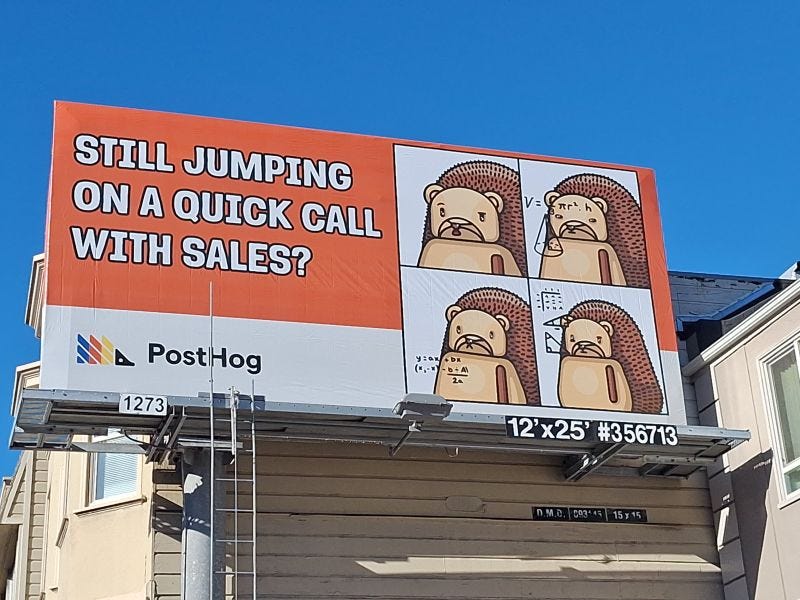 PosthHog jumping on a quick call billboard