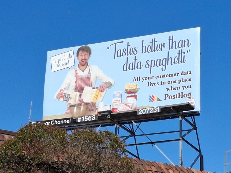 PosthHog spaghetti billboard